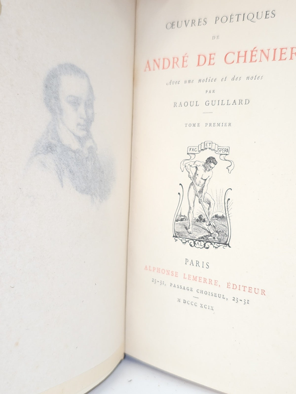 Livre ancien poésie André de Chénier 1849 édition vintage collection rare