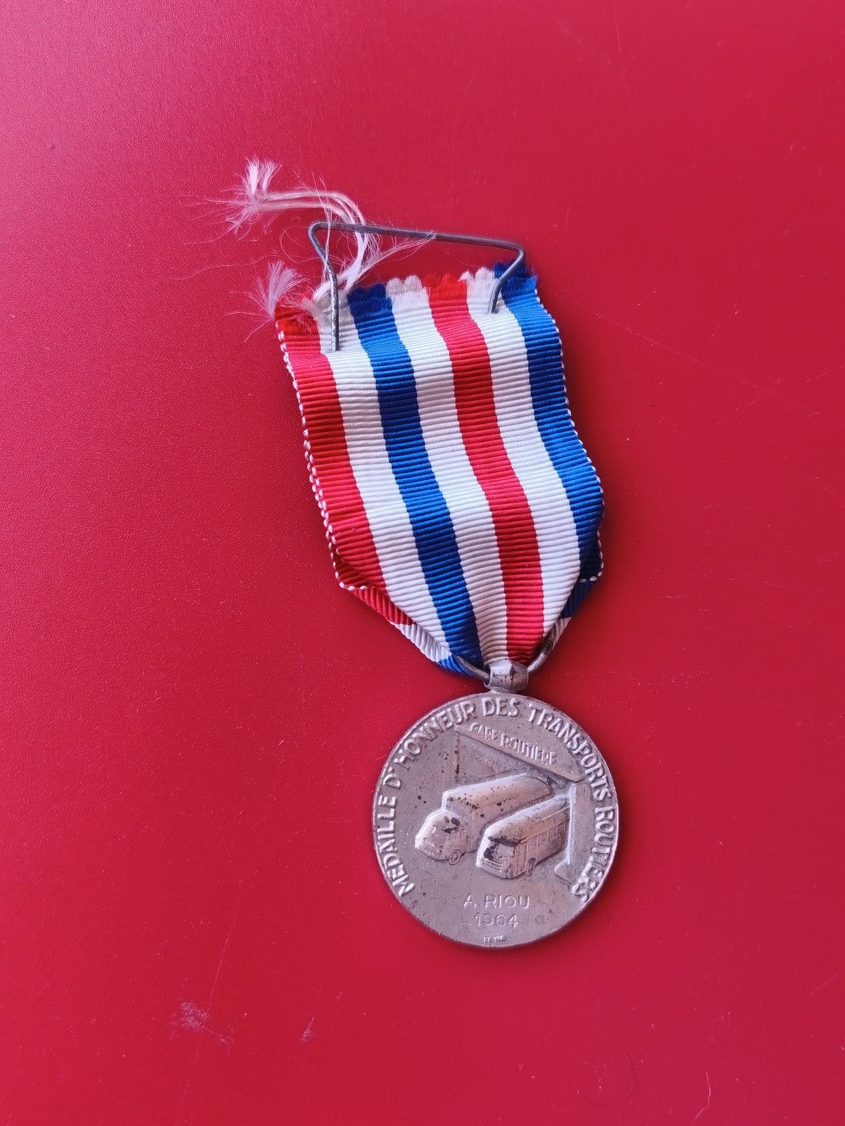 Médaille d?honneur transport routier 1973 argent ancien vintage M. Bourgeix coll