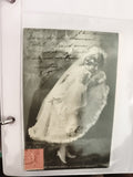 Carte postale ancienne photo mariée 1900s Angèle Maroud Chanson timbre CPA