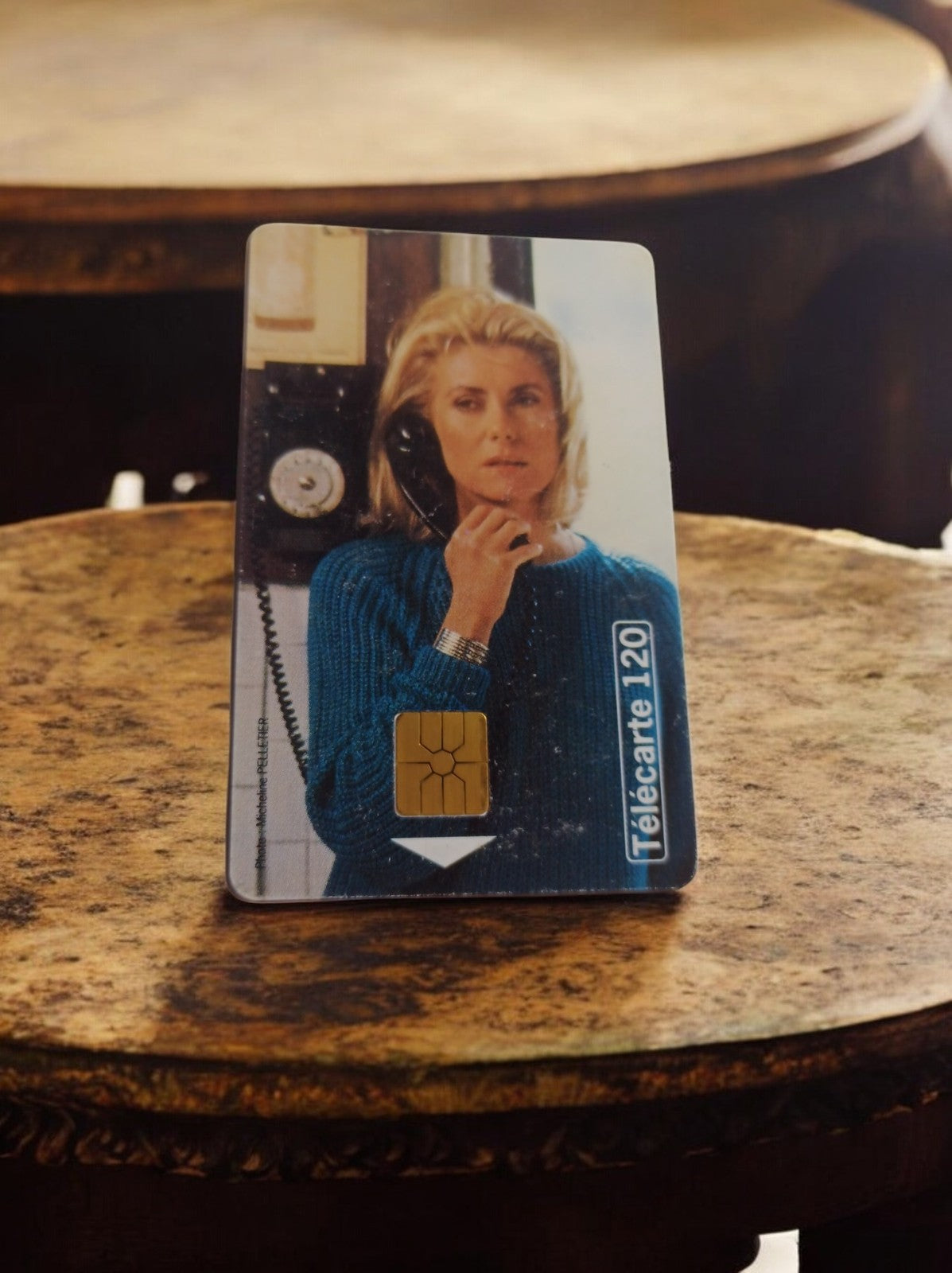 Carte téléphonique vintage Télécarte 120 puce photo femme téléphone