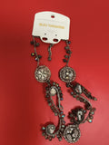 Collier vintage deadstock Bleu Turquoise perles grises médaillons filigranés