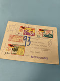 Ancienne enveloppe DDR recommandée timbres oblitérés 1954 collection philatélie