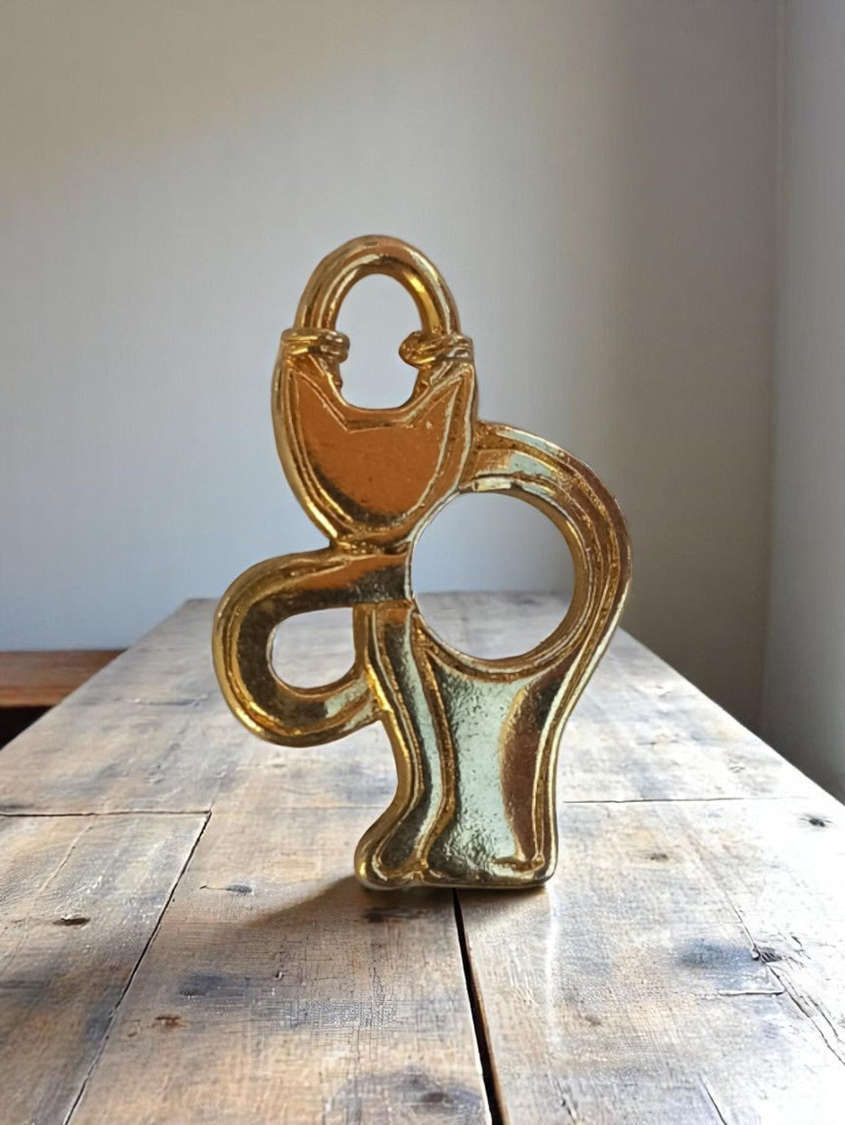 Pendentif vintage années 50 métal doré design abstrait bijouterie rétro