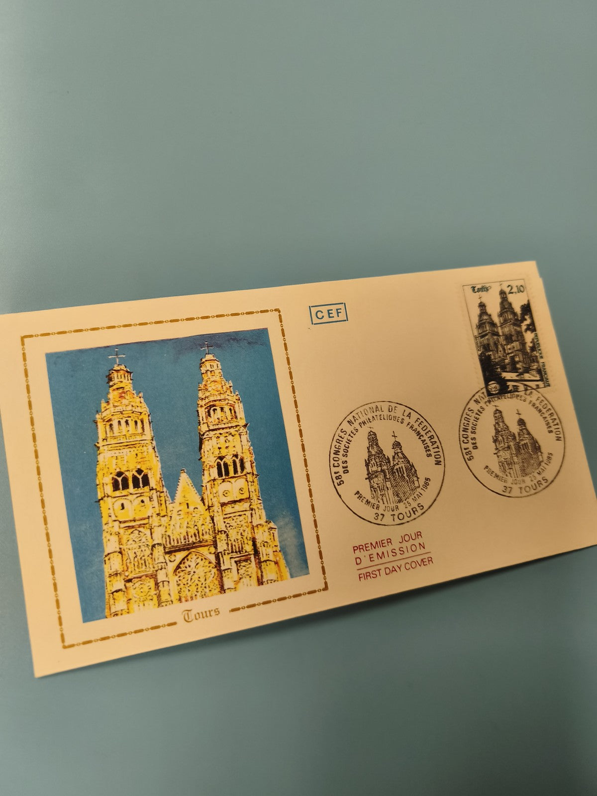 Enveloppe FDC premier jour d?émission Tours illustration cathédrale timbre 2,10?