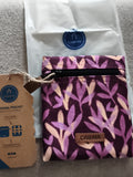 Pochette latérale Cabaia motif feuilles violet rose neuve 15 cm accessoire sac