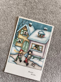 CPA Bonne Année illustrée hiver enfants instruments neige