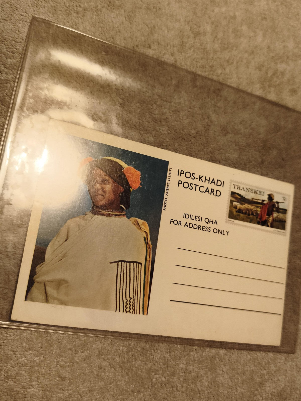 Carte postale Ipos-Khadi Transkei affranchie timbre ethnique Afrique du Sud (Ref