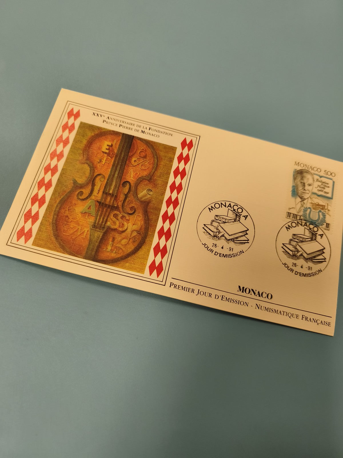 Enveloppe FDC Monaco premier jour émission Fondation Prince Pierre timbre musiqu