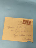 Ancienne enveloppe oblitérée 1930 philatélie France timbres 25c brun vintage