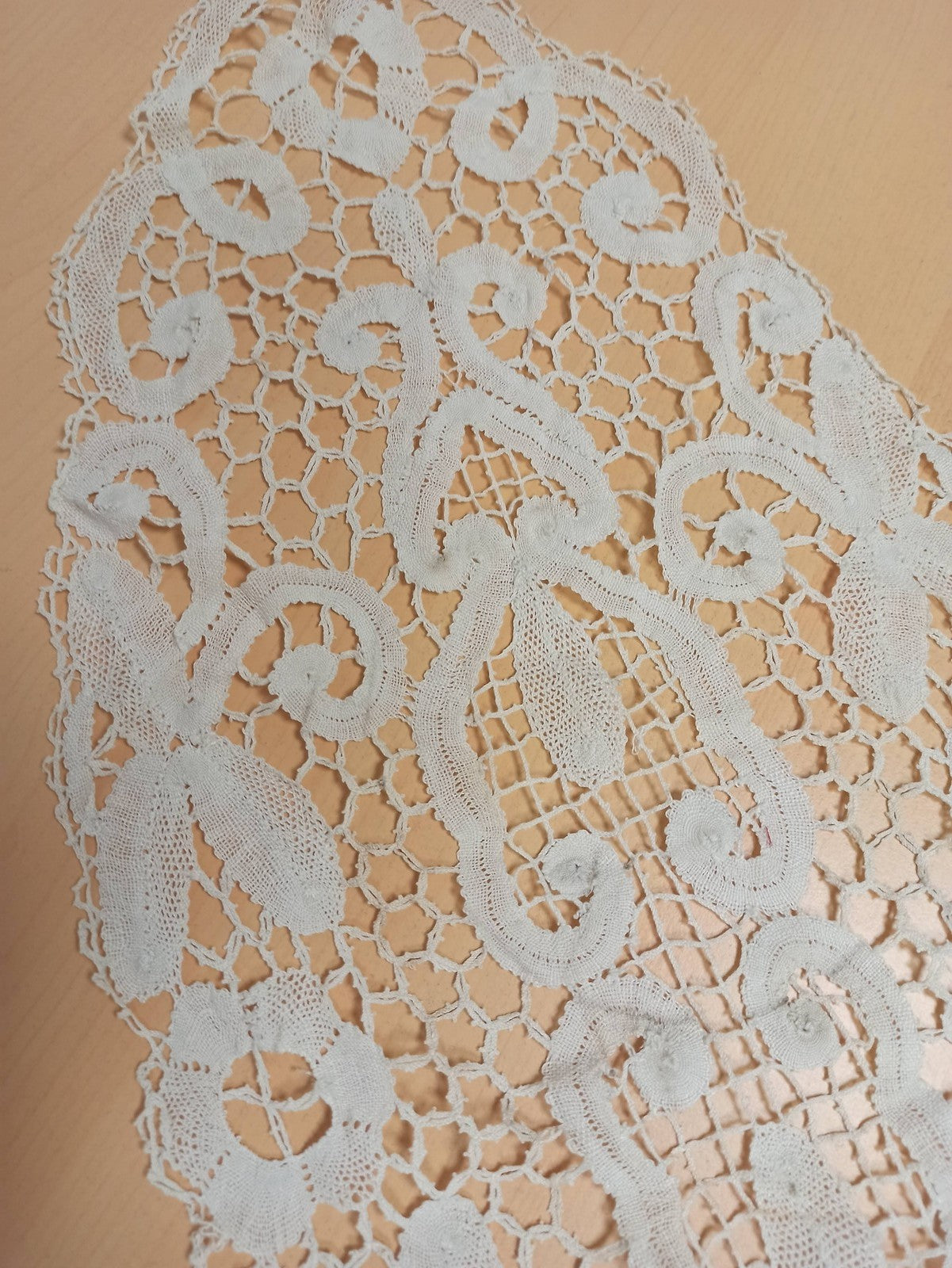 Set de table ancien vintage brodé dentelle crochet fin XIXe, rare, France