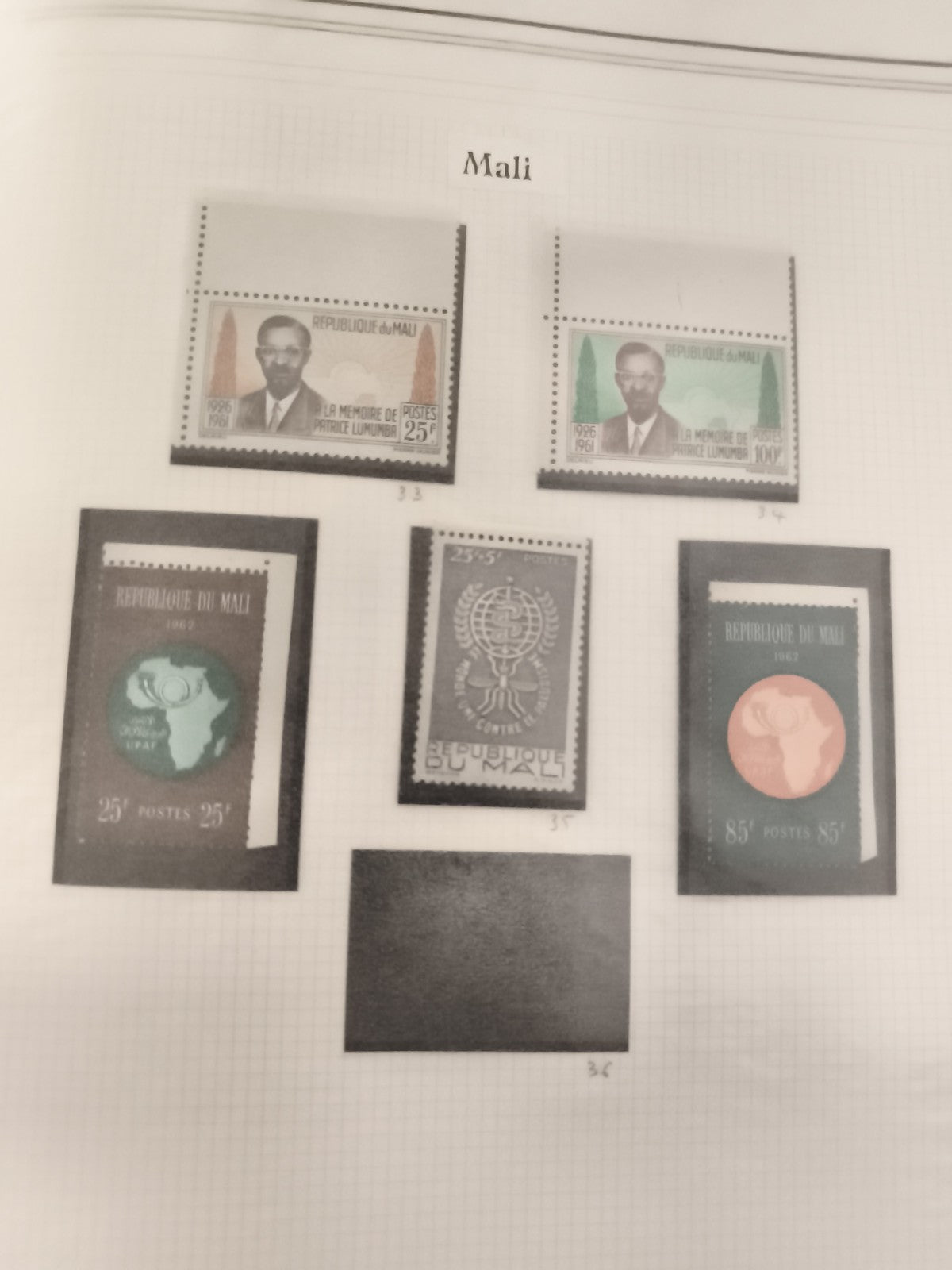 Timbres Mali Afrique Patrice Lumumba 1960s thématique postale philatélie
