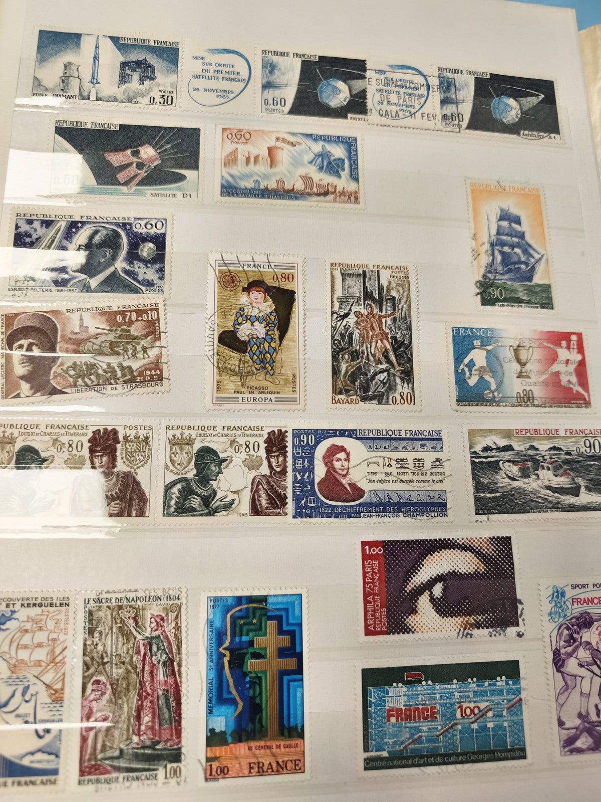Lot anciens timbres oblitérés France, thématiques variées, collection vintage