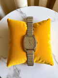 Montre femme Favre-Leuba Genève vintage, cadran motif, bracelet métal, quartz