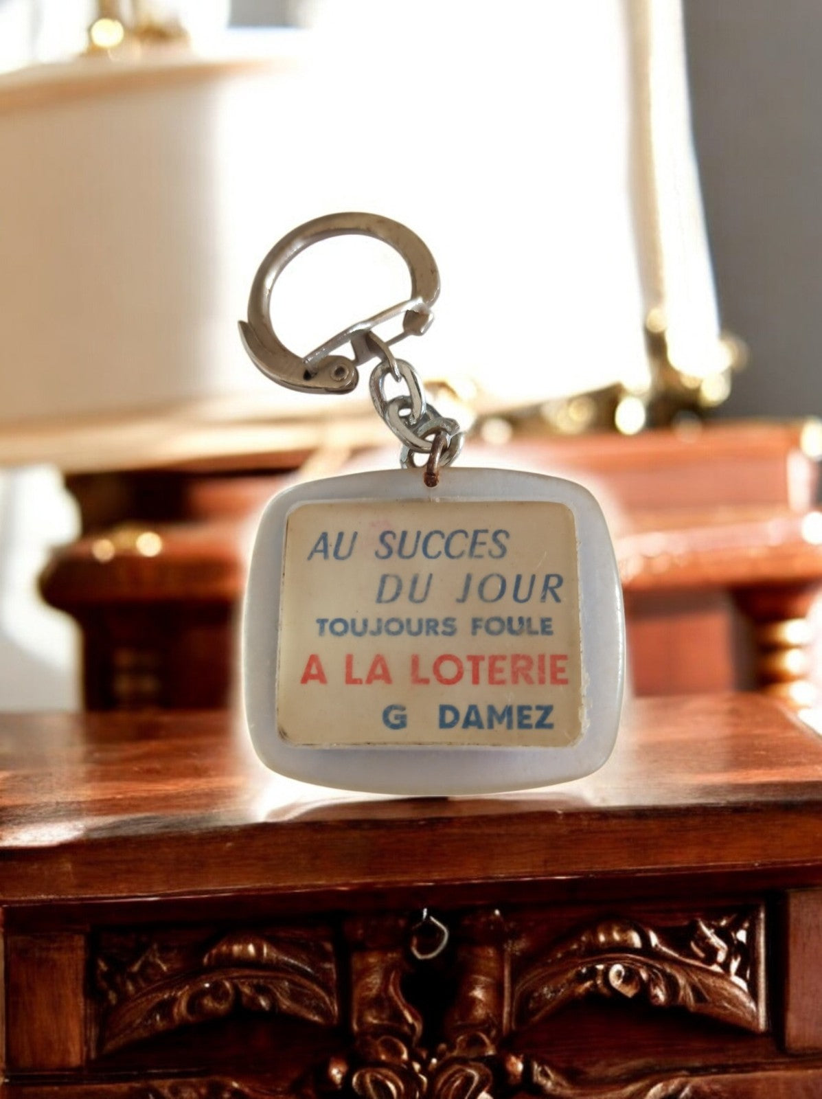 Porte-clés publicitaire vintage France Loterie G Damez rétro années 60