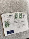 Lettre affranchie Syrie Alep 1950s timbres Baalbek cachets air mail philatélie