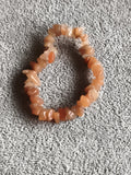 Bracelet pierres naturelles chips marron beige, élastique, perles irrégulières