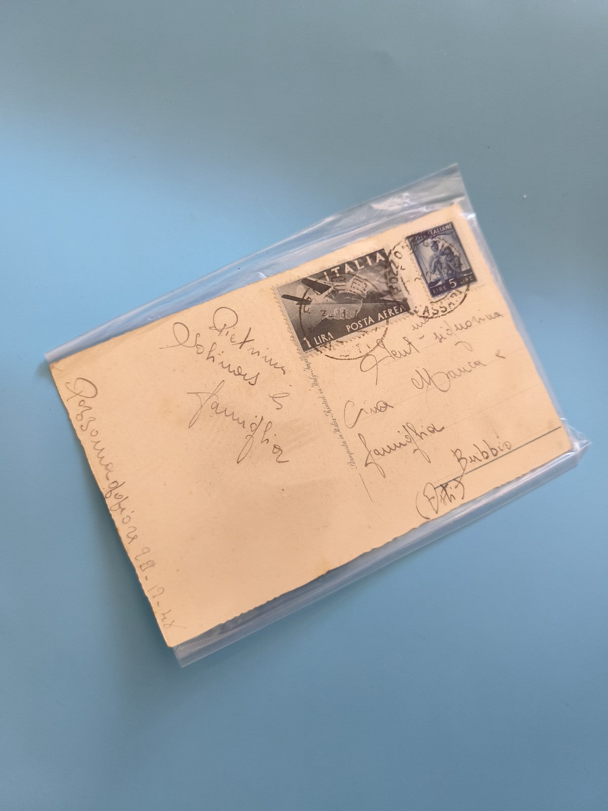 Carte postale vintage italienne ancienne époque coloniale timbre oblitéré collec