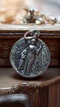 Médaille religieuse vintage bronze ange gardien ancien – pendentif religieux