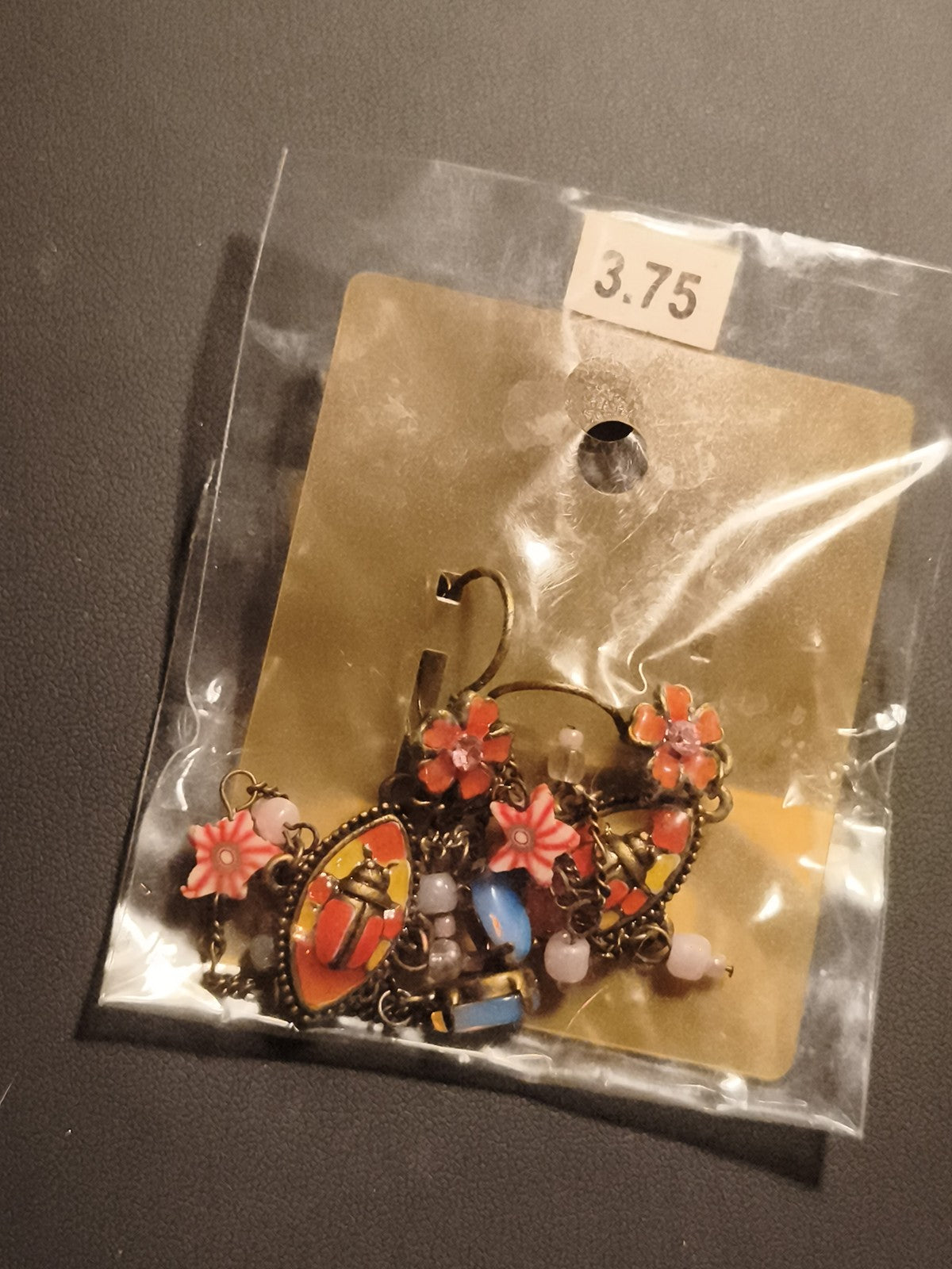 Boucles d’oreilles vintage pendantes fleurs perles deadstock fantaisie rétro