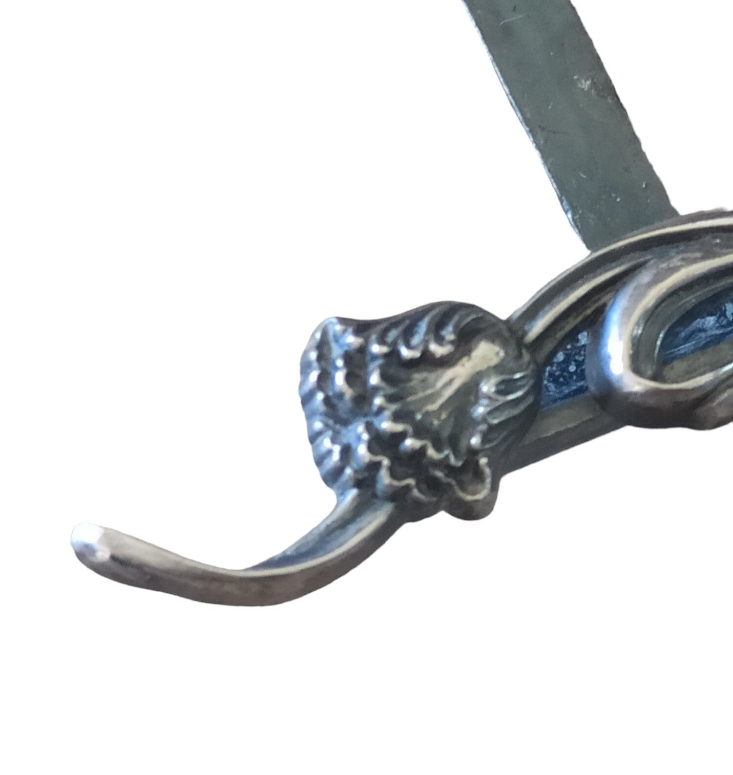 Poignée de porte Art Déco métal argenté, ornement ancien vintage