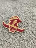 Pin's vintage Buffalo Grill logo cow-boy rouge doré badge ancien (Ref 8)