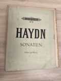 Ancien livre partitions Haydn violon piano Edition Peters couverture tachetée