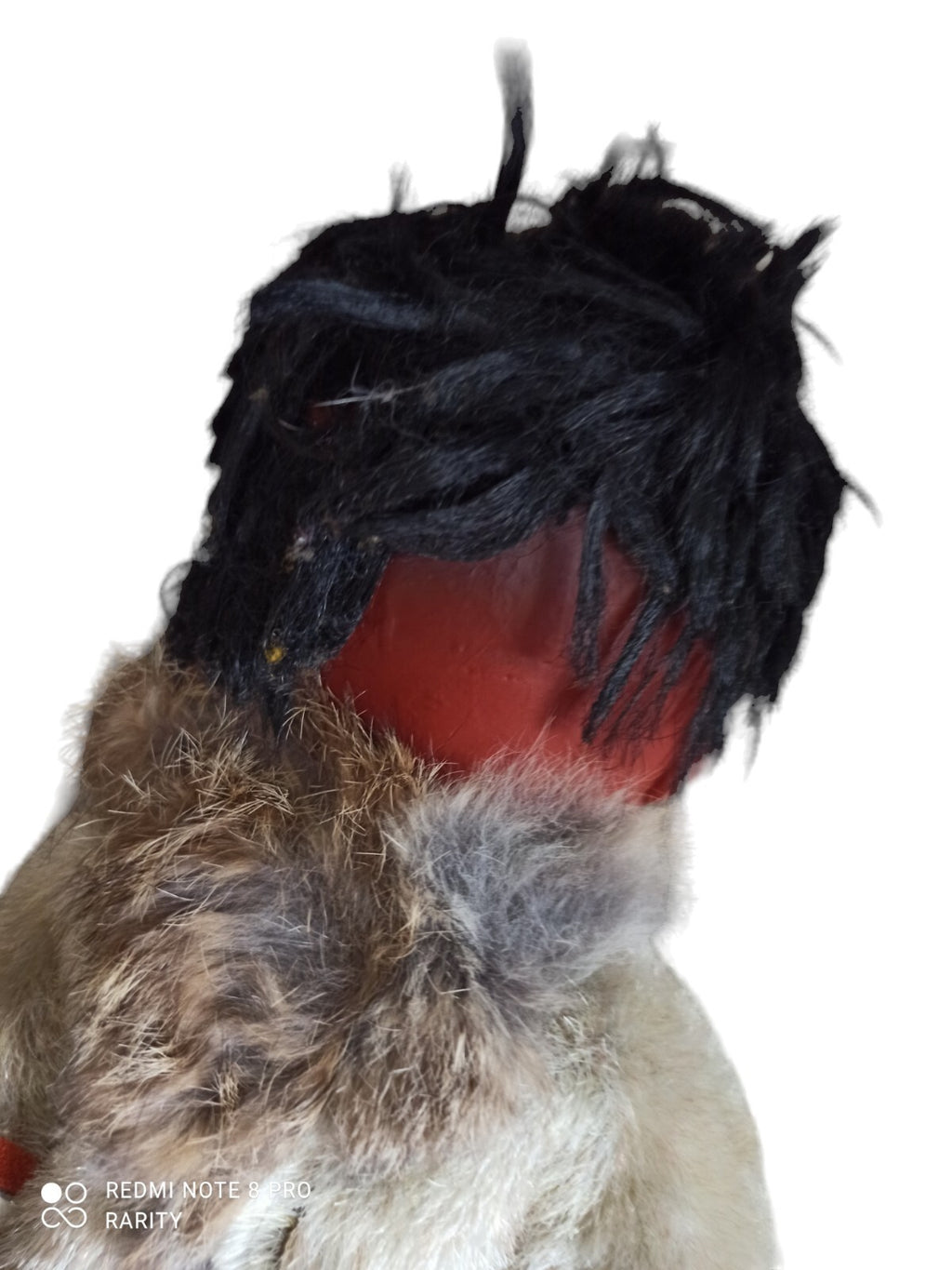 Poupée Eskimo vintage en fourrure véritable, visage vinyle, années 60-70