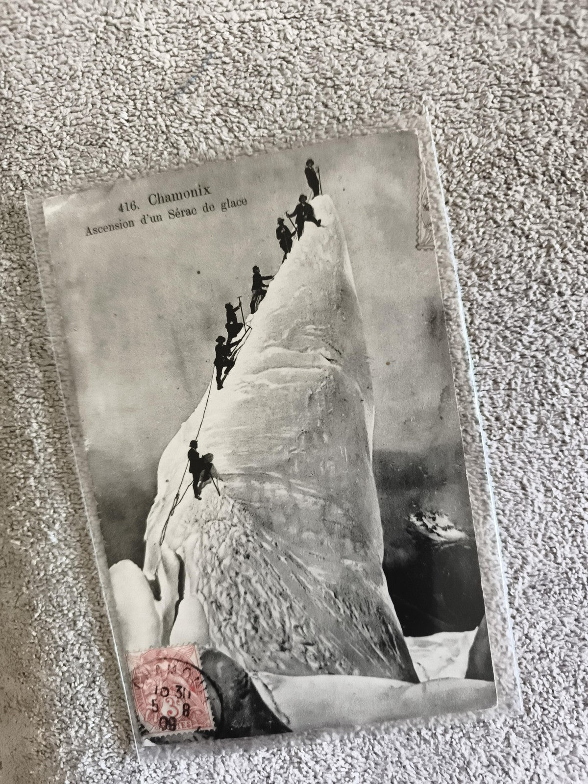CPA montagne Chamonix Ascension sérac de glace alpinisme photo ancienne