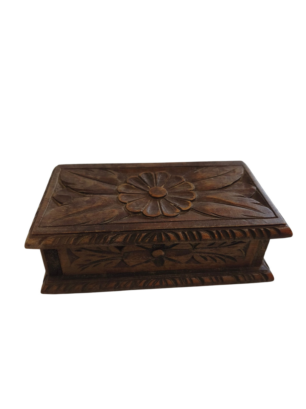 Boîte à bijoux ancienne en bois vintage rétro rangement coffret collection déco
