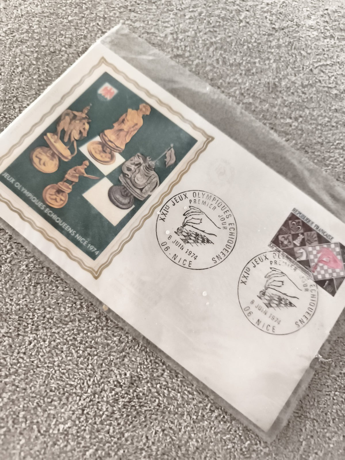 Lettre premier jour Jeux Olympiques Échecs Nice 1974 ancien philatélie