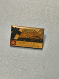 Vintage pin's Marseille Rabatau rectangulaire doré, collection régionale