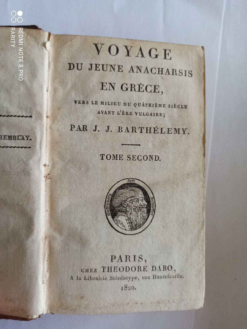 Livre Voyage du jeune Anacharsis Grèce 1820 Barthélemy Paris tome II