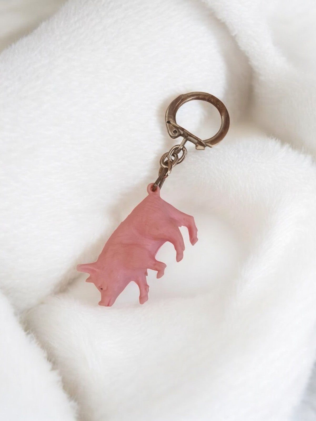 Porte-clés vintage ancien cochon rose rétro objet publicitaire déco