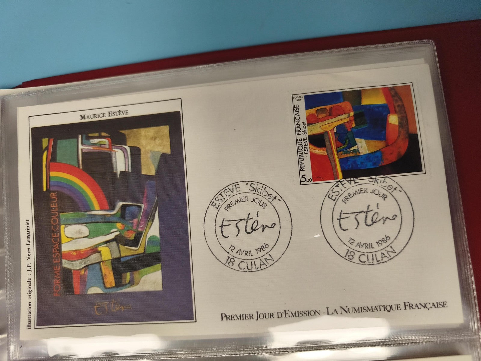 Enveloppe FDC Premier Jour d?Émission Maurice Estève 1986 arc-en-ciel abstrait