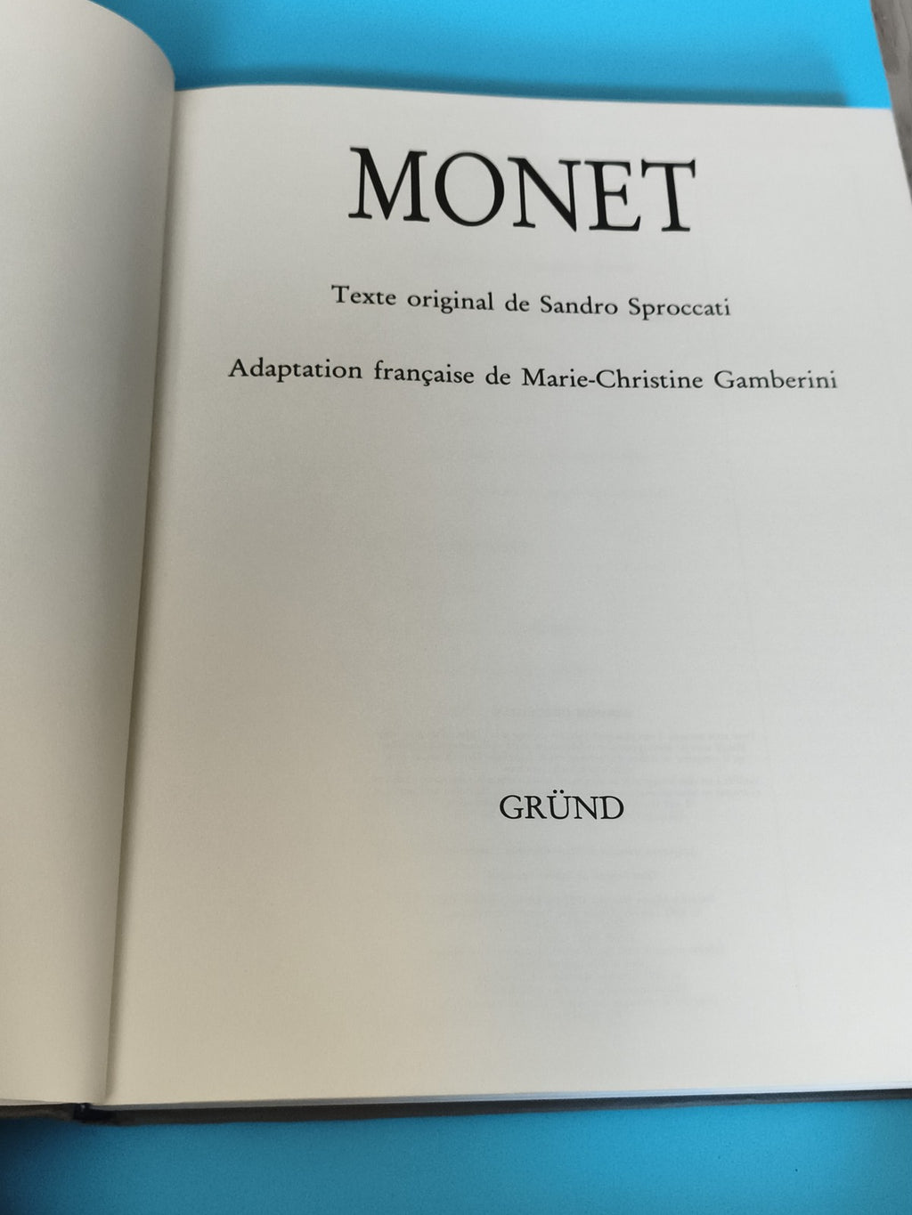 Livre MONET Gründ Sandro Sproccati adaptation française art peintre