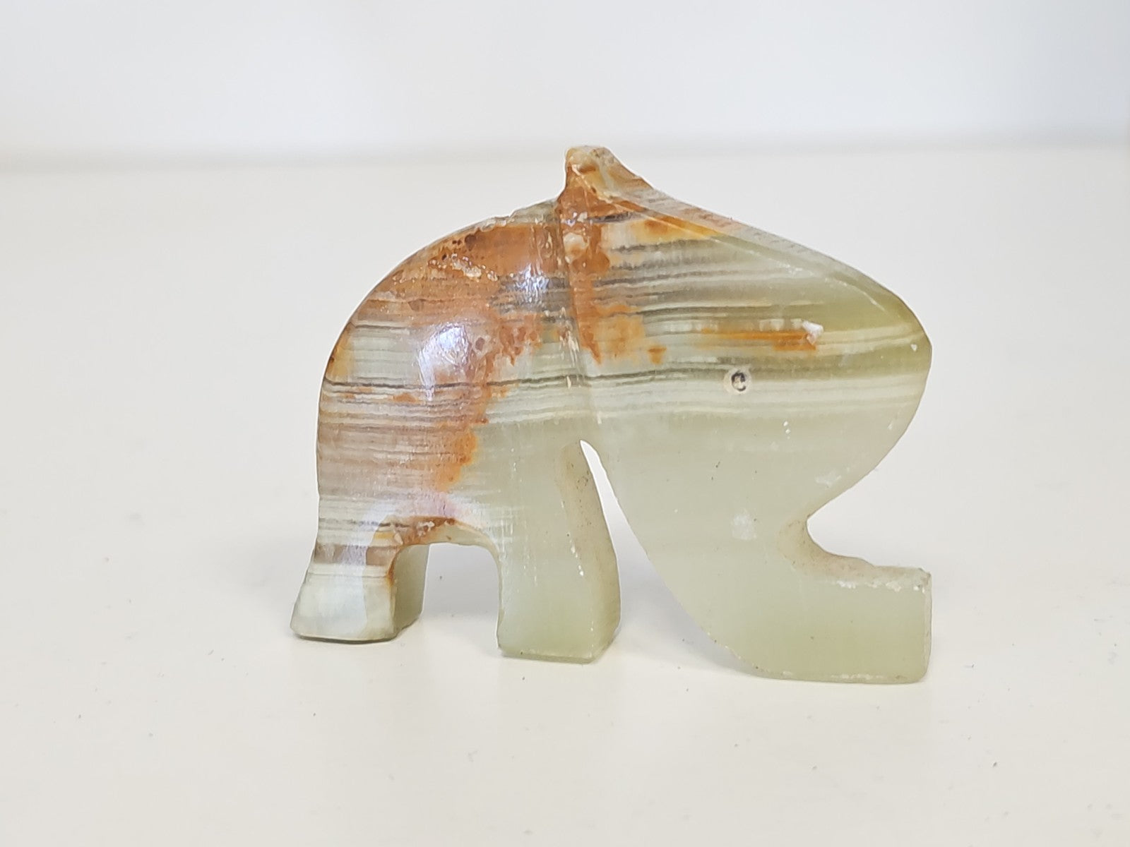 Sculpture vintage éléphant ancien en pierre naturelle petite statuette déco coll