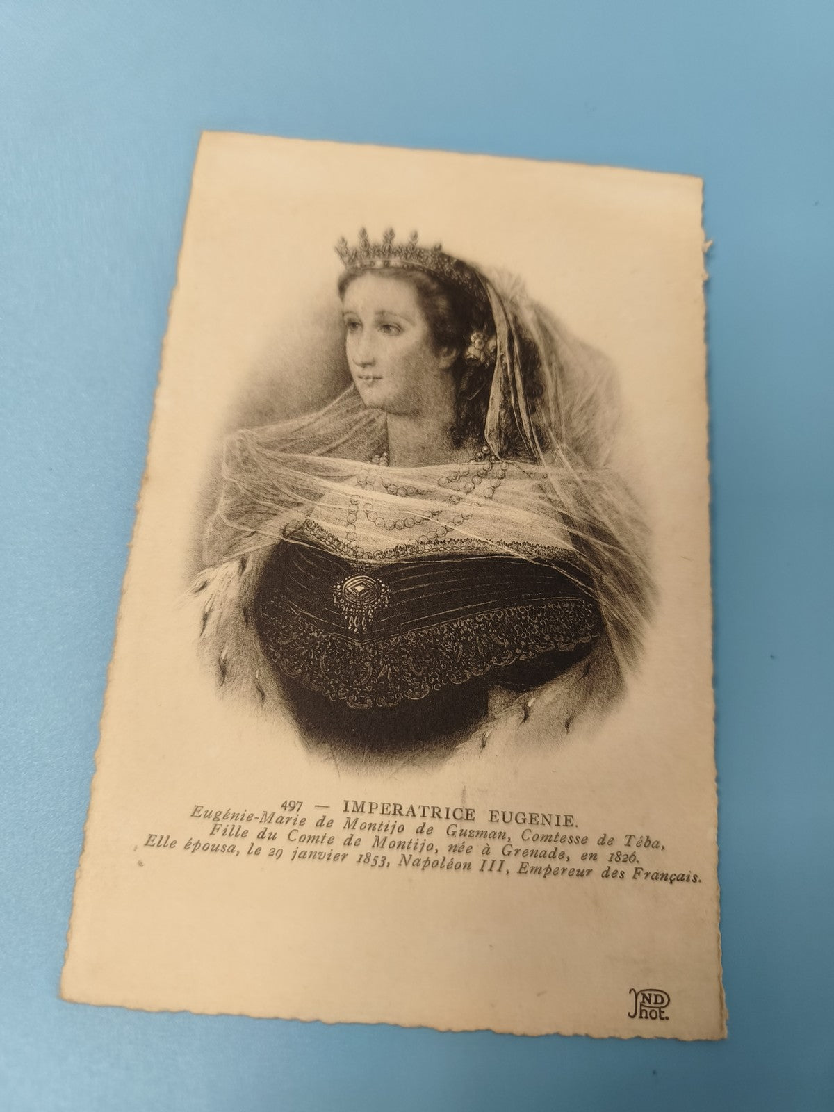 Carte postale ancienne Impératrice Eugénie portrait vintage collection CPA