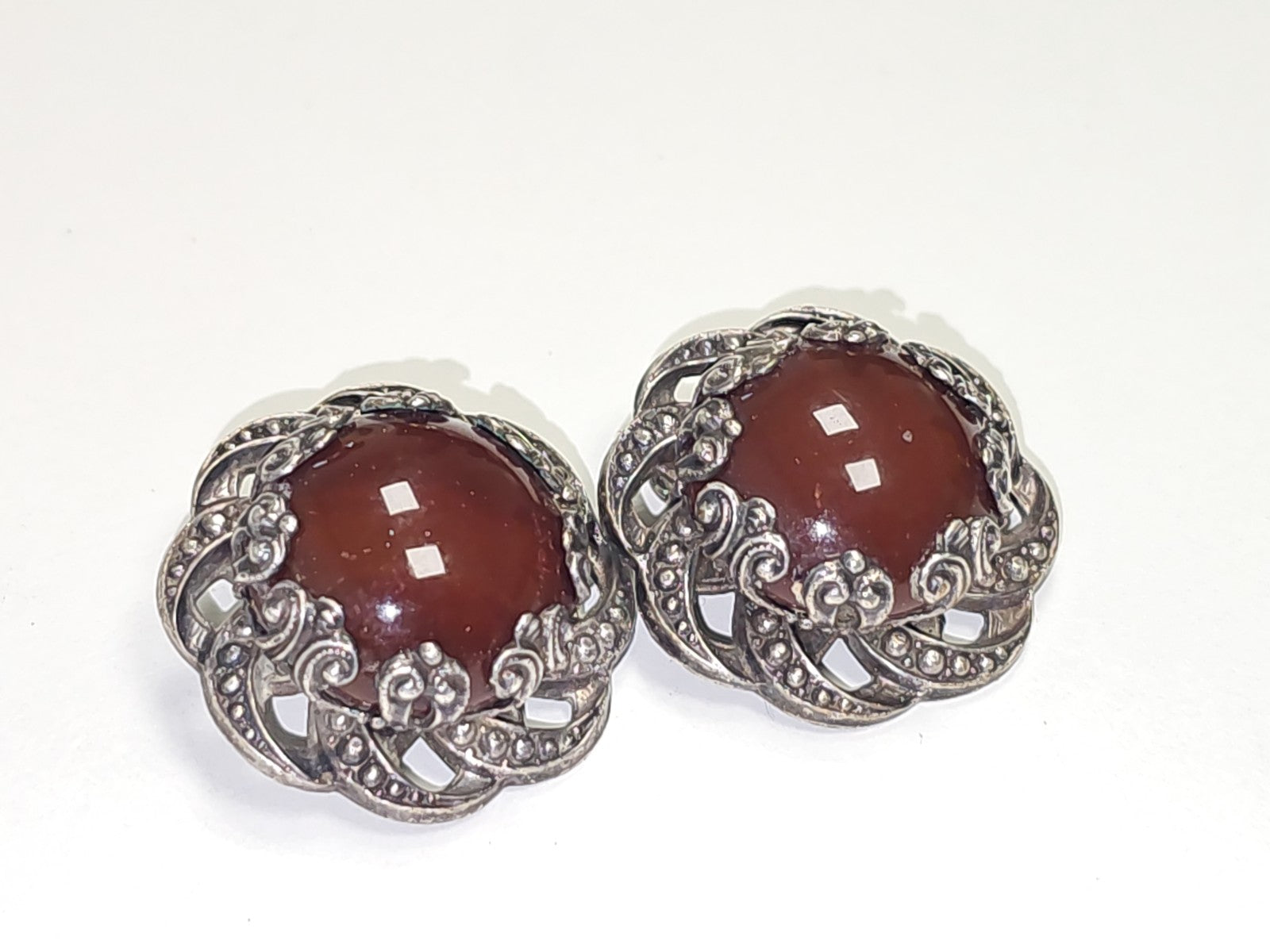 Paire de boucles d?oreilles anciennes en argent, XIXe, vintage rare collection