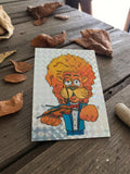 Autocollant Panini vintage lion musicien effet holographique années 80-90