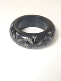 Bracelet jonc bakélite noire années 30 élégant bijou rétro art déco femme
