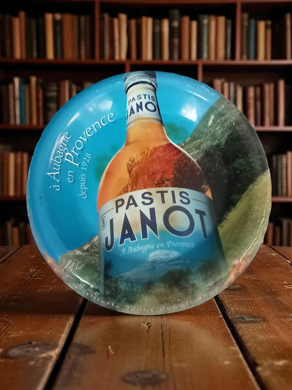 Cendrier publicitaire vintage Pastis Janot bleu rétro Aubagne Provence