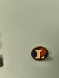 Vintage pin's Leclerc ancien logo rond bleu blanc orange collection Ref 14