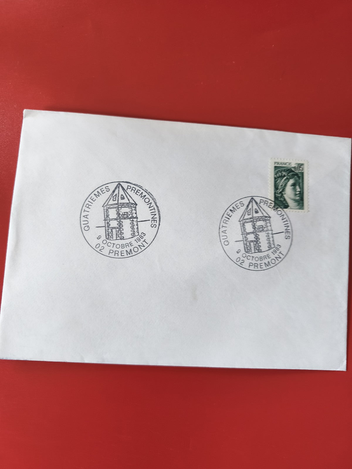 Enveloppe philatélie oblitérée Quatrièmes Prémontrés Prémont timbre Marianne