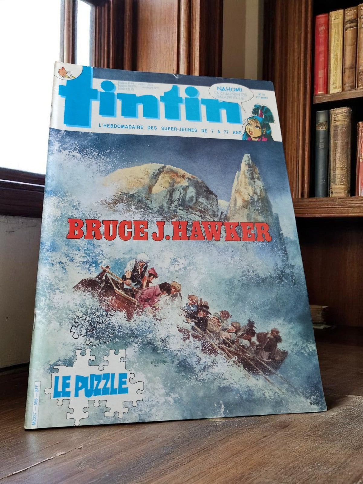 Magazine Tintin vintage Bruce J. Hawker ancien, Le Puzzle, couverture illustrée