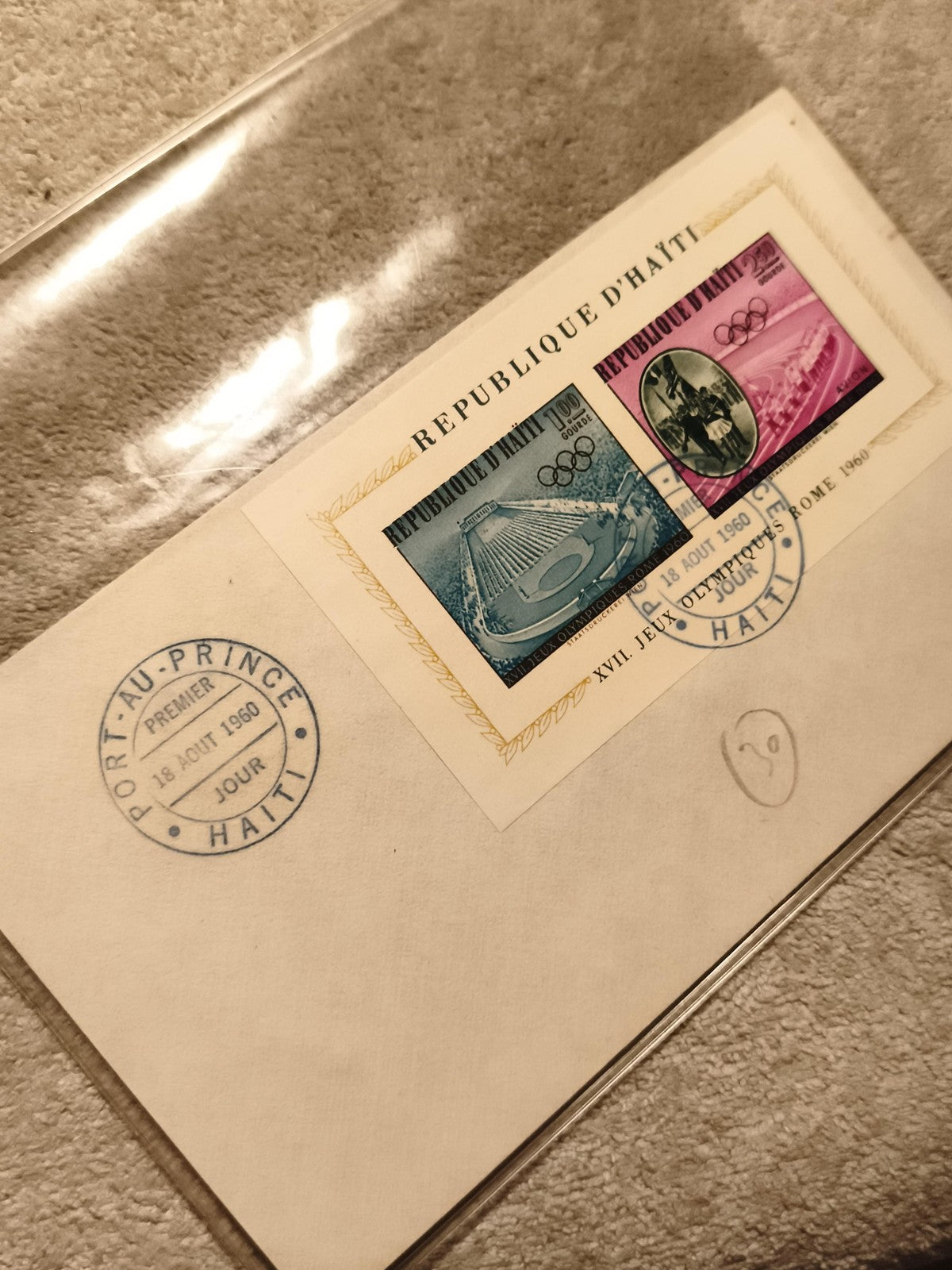 Bloc timbres Haïti Jeux Olympiques Rome 1960 oblitéré premier jour philatélie (R