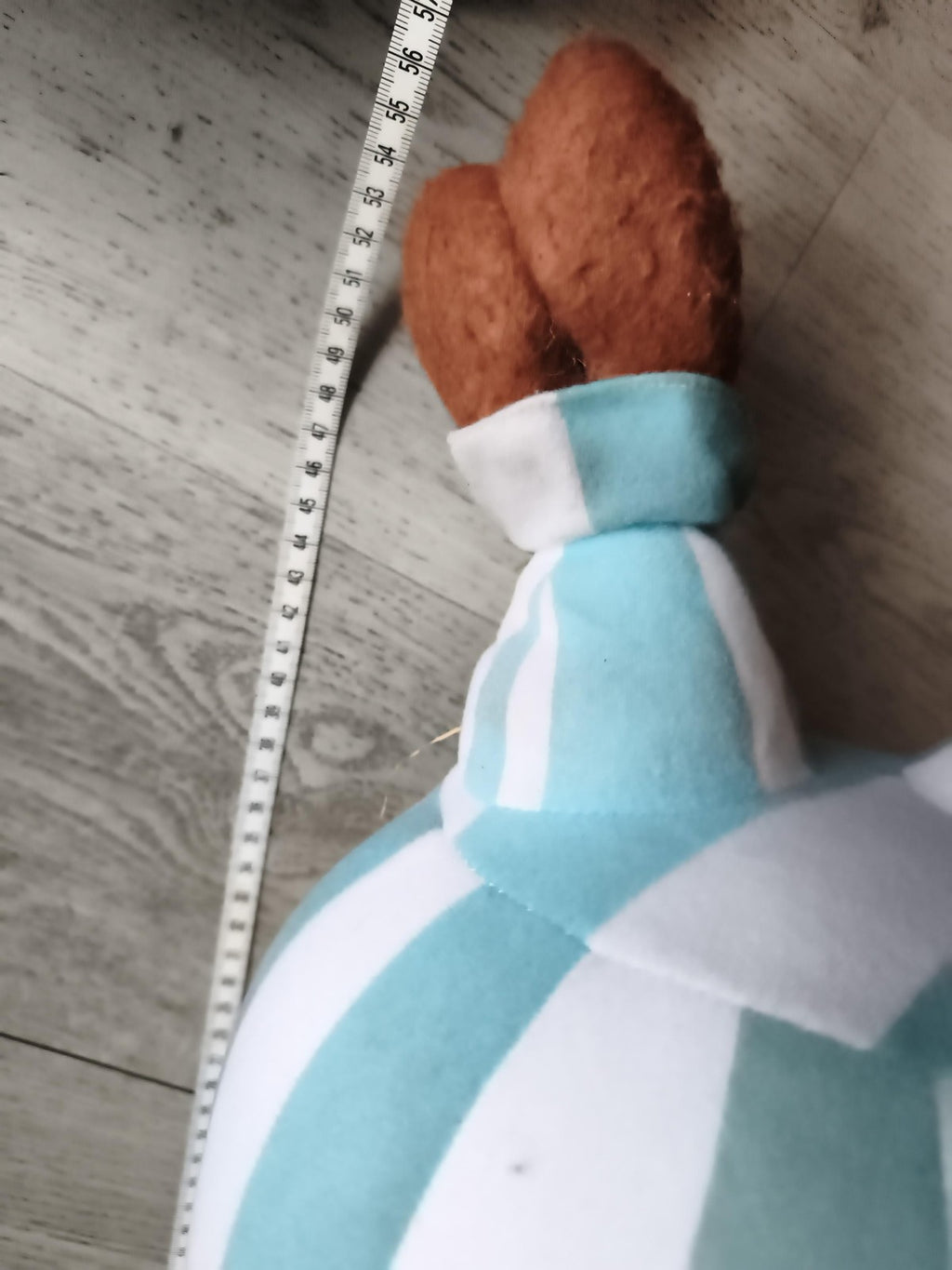 Peluche Obélix vintage Parc Astérix costume rayé bleu blanc