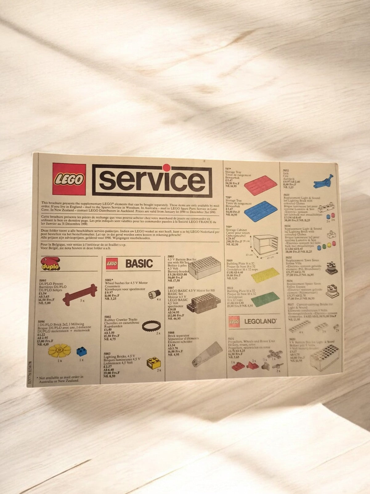 Livret LEGO Service vintage années 80, brochure pièces détachées, publicité