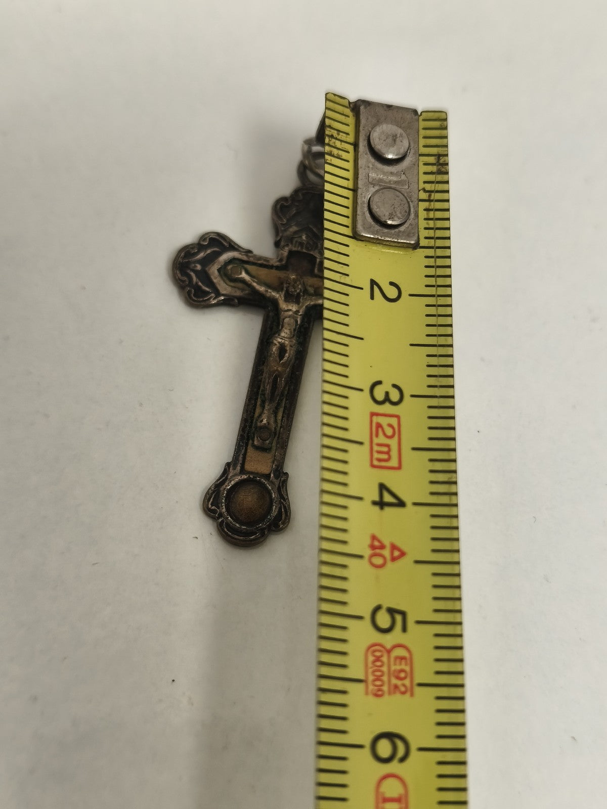 Old Catholic cross pendant Christ INRI vintage enameled religious decor