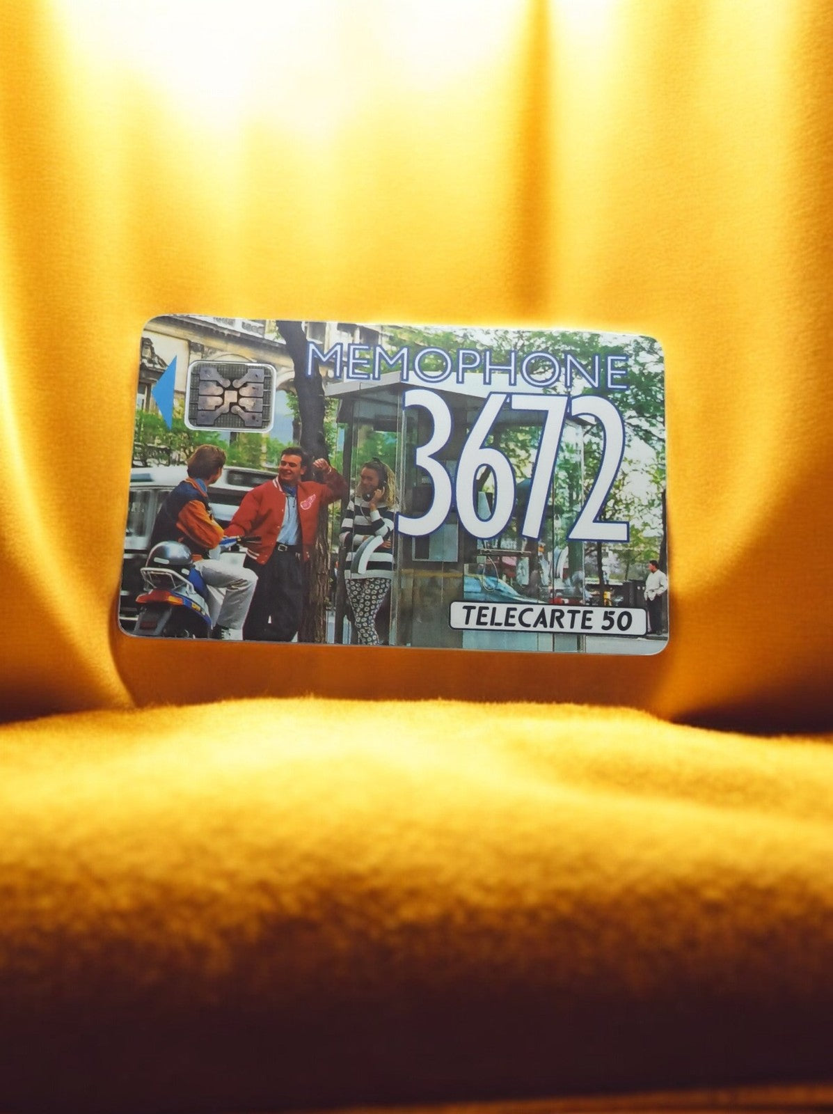 Télécarte vintage MEMOPHONE 3672 puce, carte téléphonique 50 unités années 90