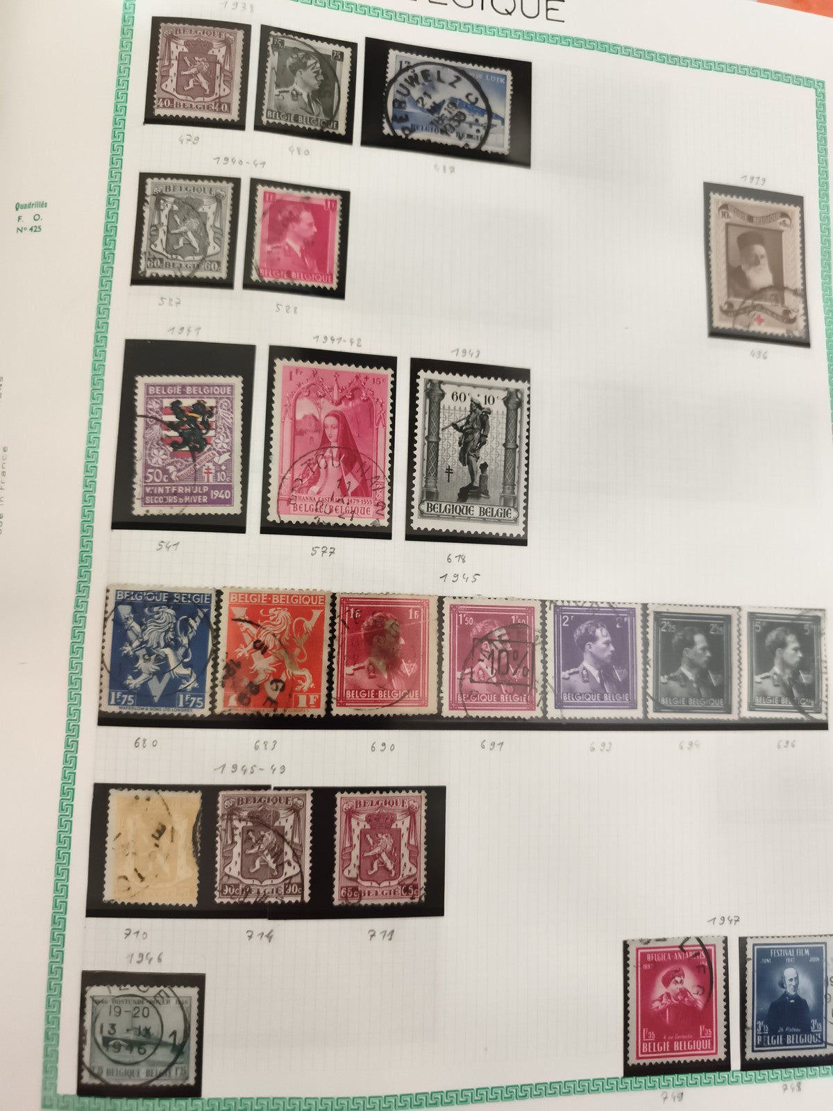 Timbres Belgique lot anciens oblitérés et neufs philatélie thématique